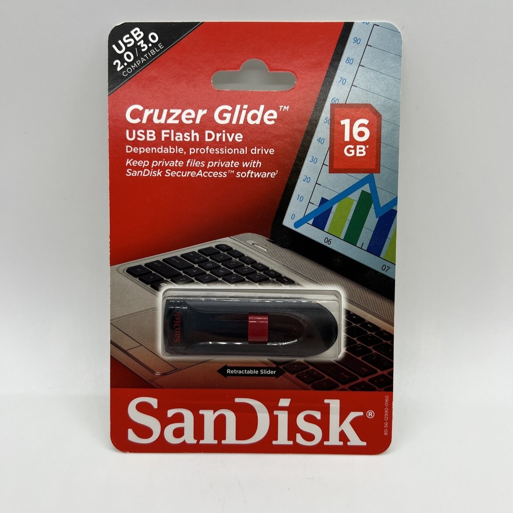 SanDisk Cruzer Glide 16GB USB Flash Drive Sealed New‎